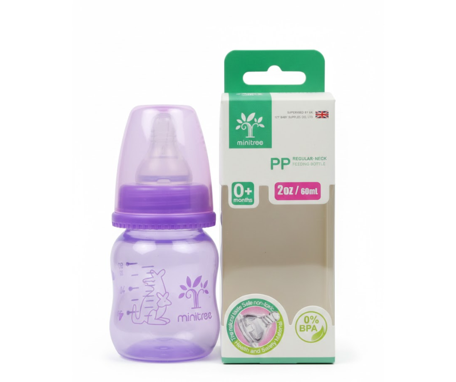 Minitree Baby Feeding Bottle -60 ml Colour As Per Stock ( Supervised By UK) - Multicolor